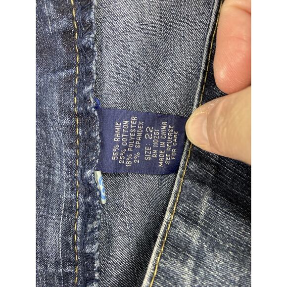 Angels Jeans Womens Sz 22 Dark Distressed Cropped Stretch Denim 90s Y2K Retro - Picture 6 of 9